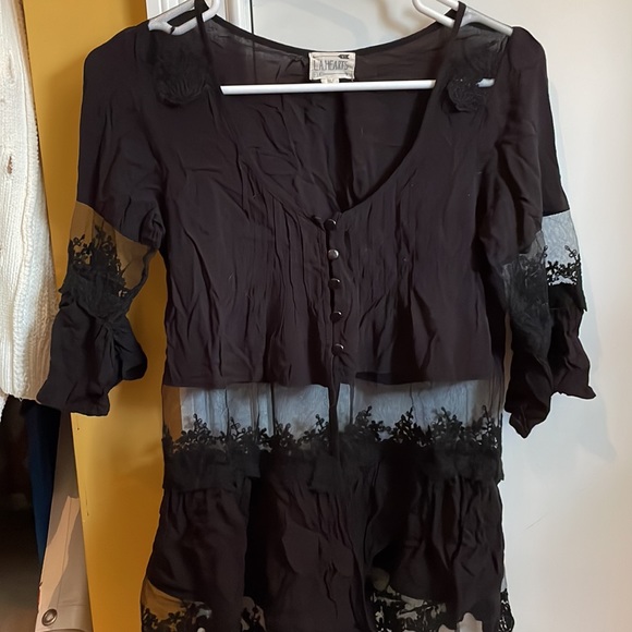 Pacsun Black and Sheer Blouse - Picture 2 of 3